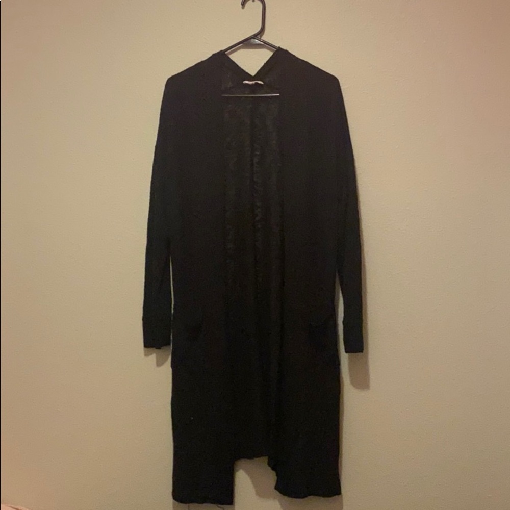 Black v-cut back cardigan